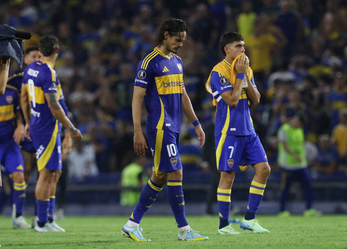Edinson Cavani en la eliminación de Boca de la Copa Libertadores. Foto: REUTERS.