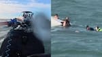 Impactantes imágenes: el dramático rescate de una familia argentina tras el vuelco de una lancha en Punta del Este
