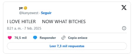 Tweet de Kanye West. Fuente: X