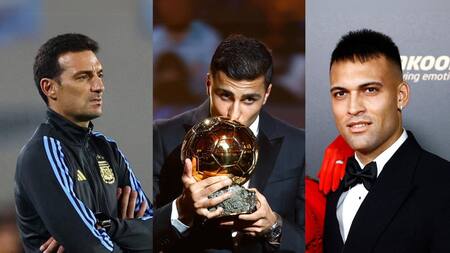 Lionel Scaloni, Rodri y Lautaro Martínez fueron protagonistas en la gala del Balón de Oro.