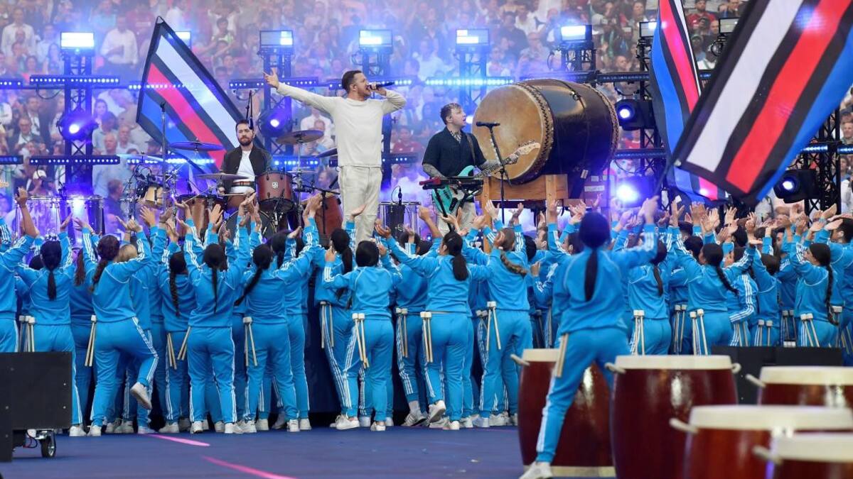 Imagine Dragons en la previa de la final de Champions League (Reuters)