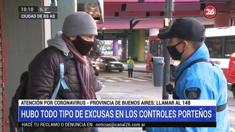 Coronavirus, Argentina, pandemia, excusas de pasajeros, Canal 26