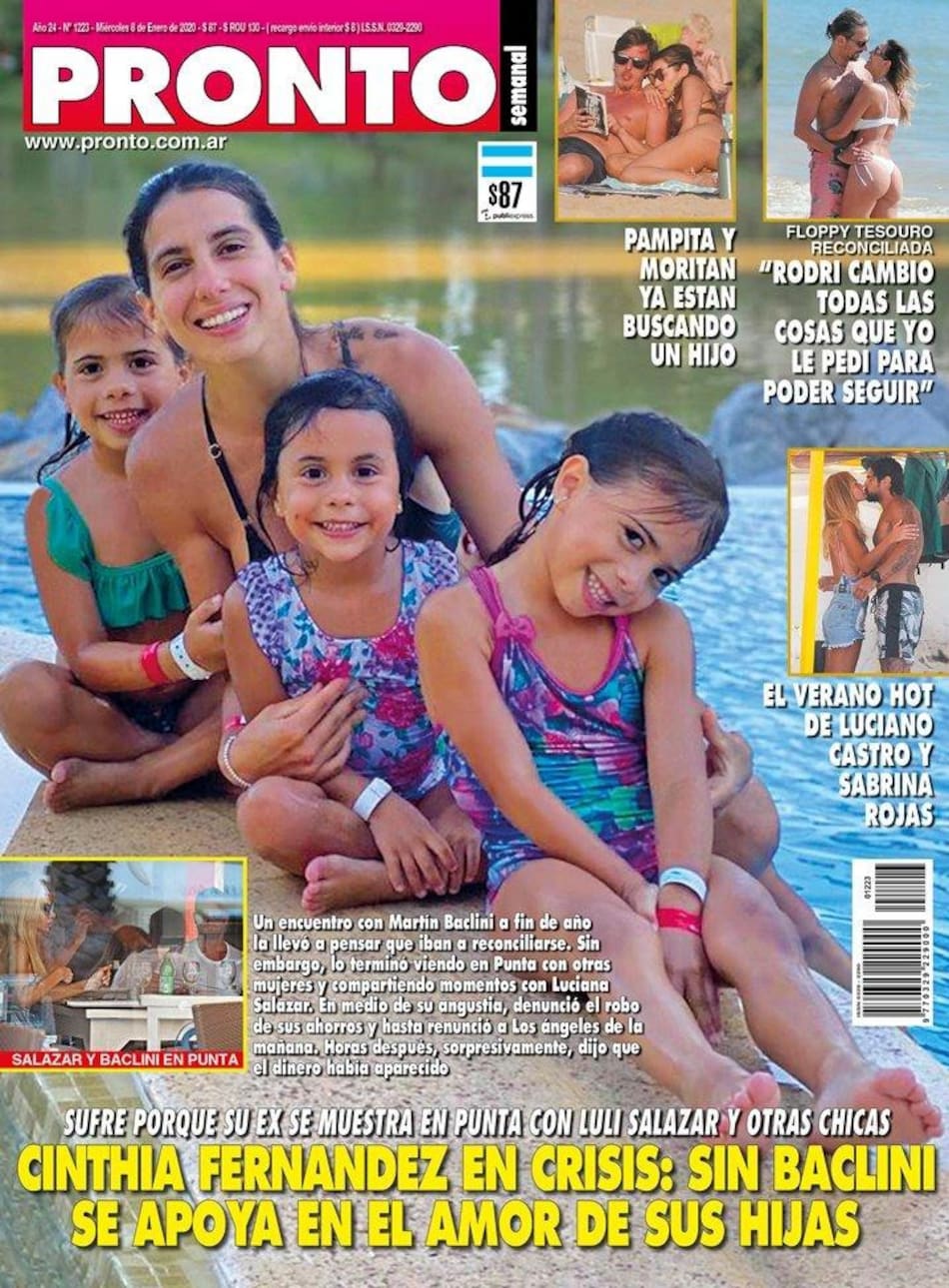 Tapa revista Pronto, 08/01/2020, Cinthia Fernández