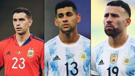 Dibu Martínez, Otamendi y Romero, foto NA