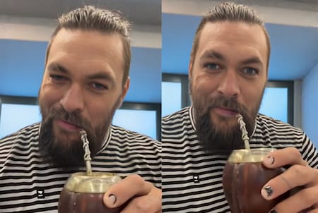 Jason Momoa tomando mate. Foto: redes sociales.