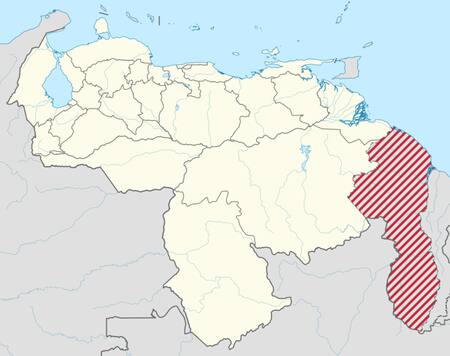 Territorio de la Guyana Esequiba en mapas venezolanos, marcado como "Por Reclamar". Foto: Wikimedia Commons.