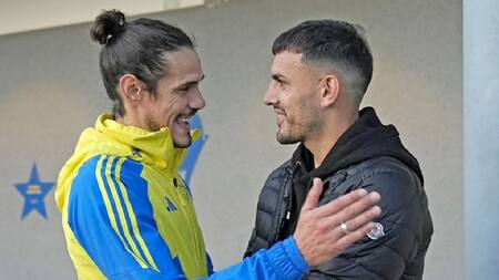 Leandro Paredes en Boca Predio junto a Edinson Cavani. Foto: Instagram @bocajrs