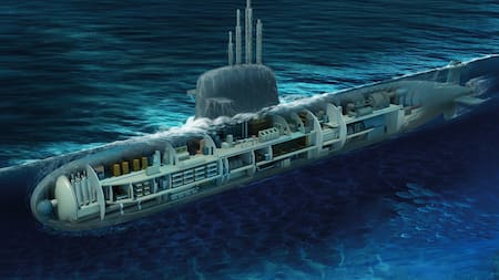 El primer submarino de propulsión nuclear de Brasil, denominado SN Álvaro Alberto (SN-10).