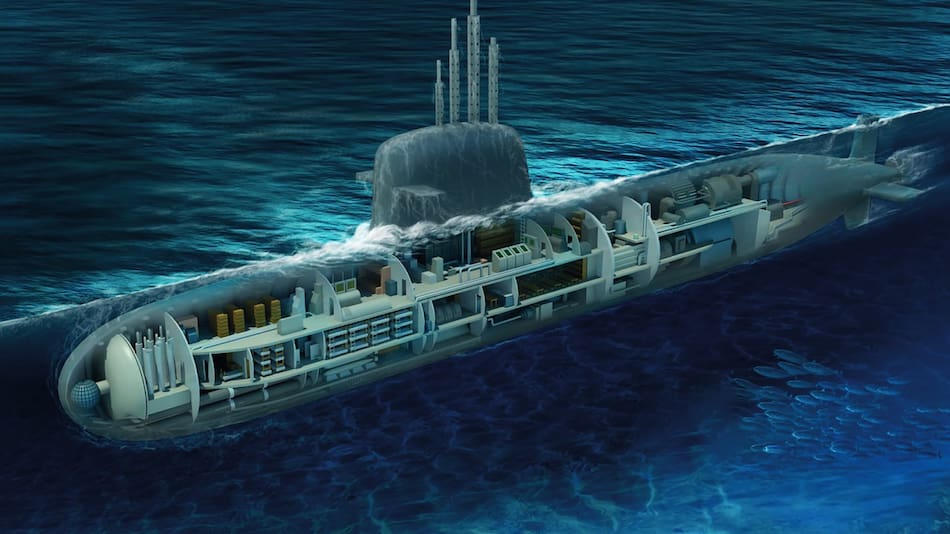 El primer submarino de propulsión nuclear de Brasil, denominado SN Álvaro Alberto (SN-10).