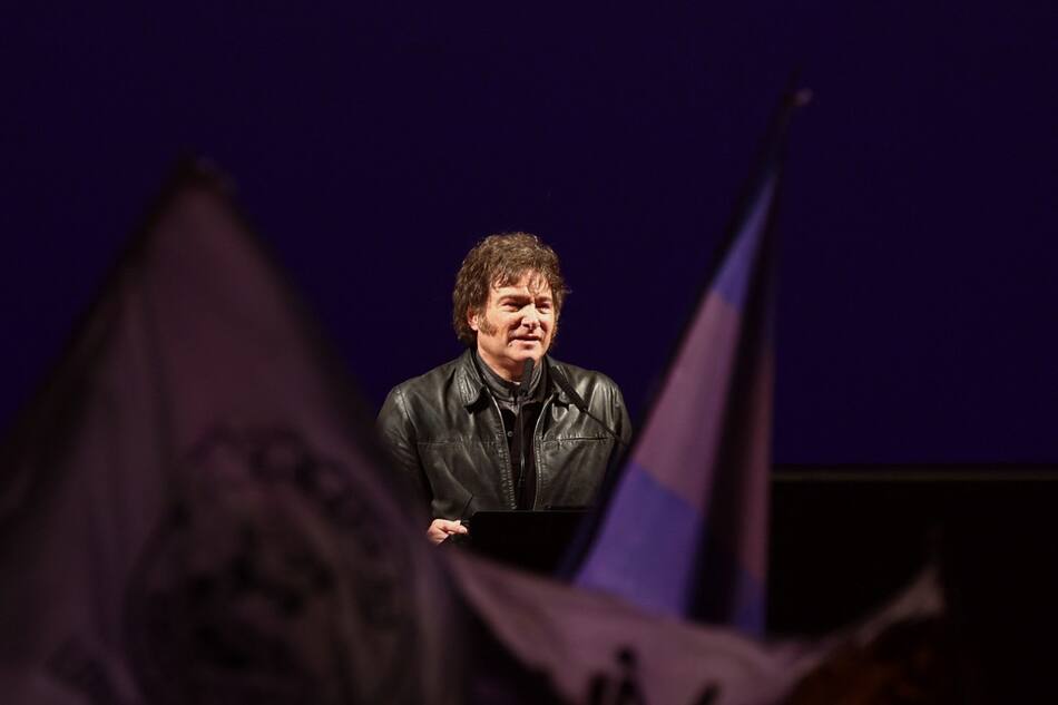 Javier Milei en Parque Lezama. Foto: Reuters