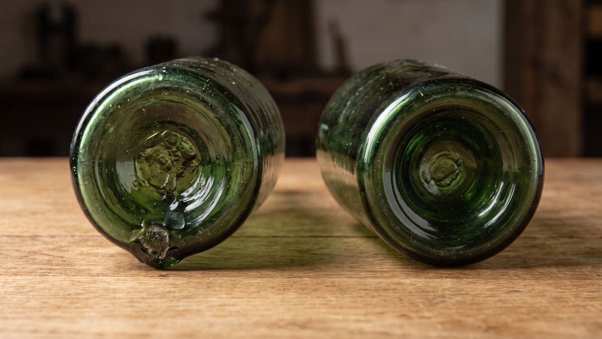 Botella de vidrio de vino.