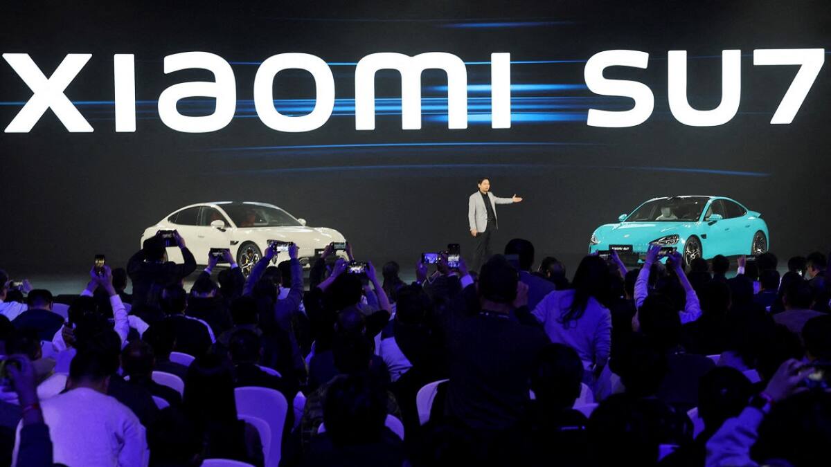 Los autos eléctricos de Xiaomi. Foto: Reuters.