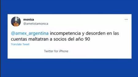 Quejas de usuarios por las tarjetas de American Express. Foto: Twitter.