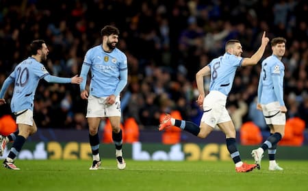 Festejo del Manchester City en la Champions League. Foto: EFE/ADAM VAUGHAN