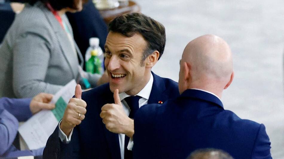 Emmanuel Macron en el partido de Francia y Marruecos. Foto: Reuters