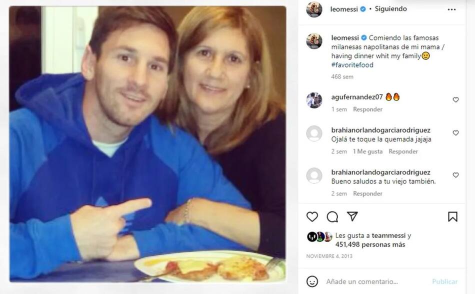 Las milanesas de su madre. Foto: Instagram.