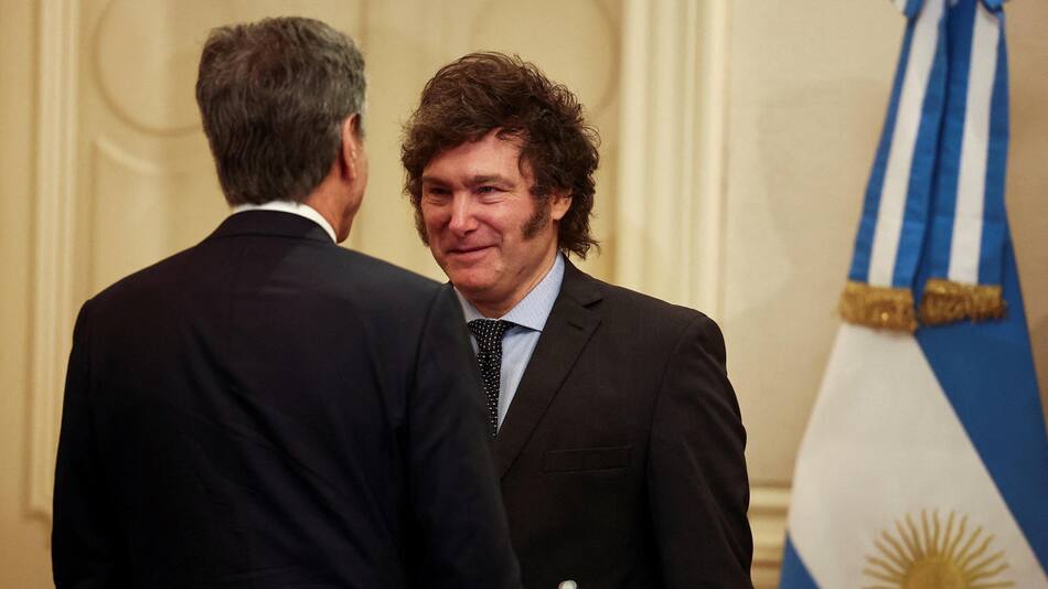 Javier Milei y Antony Blinken. Foto: NA.