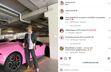 Wanda Nara llegó a la audiencia de divorcio en un Lamborghini rosa y un look muy Amber Heard