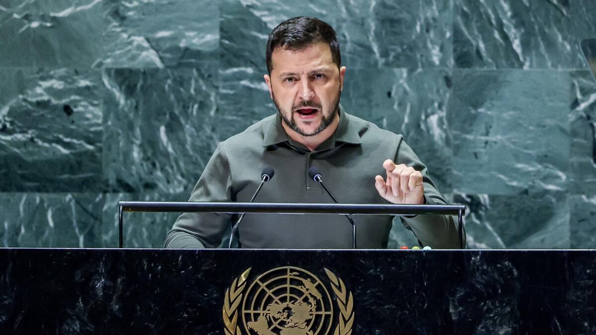 Volodimir Zelenski en la Asamblea General de la ONU. Foto: EFE.