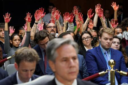 Manifestación por el alto al fuego en Gaza en el congreso de EEUU. Foto: Reuters.