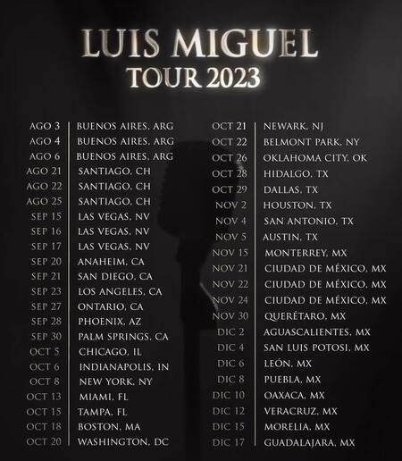 La gira de Luis Miguel. Foto: Instagram