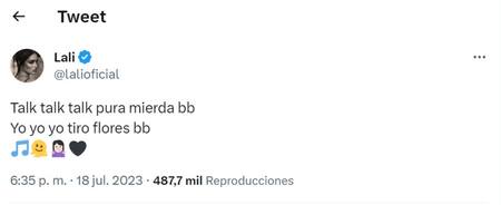 El tuit de Lali Espósito dedicado a Nacha Guevara. Foto: captura de pantalla.