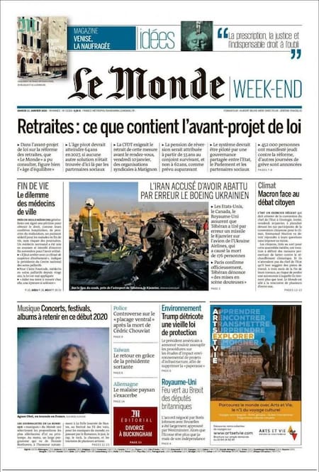 Le Monde, sábado 11-1-20