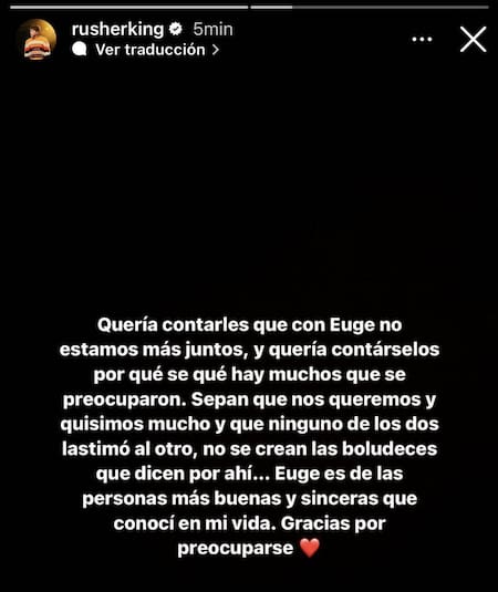 La China Suárez y Rusherking, separados. Foto: Instagram.