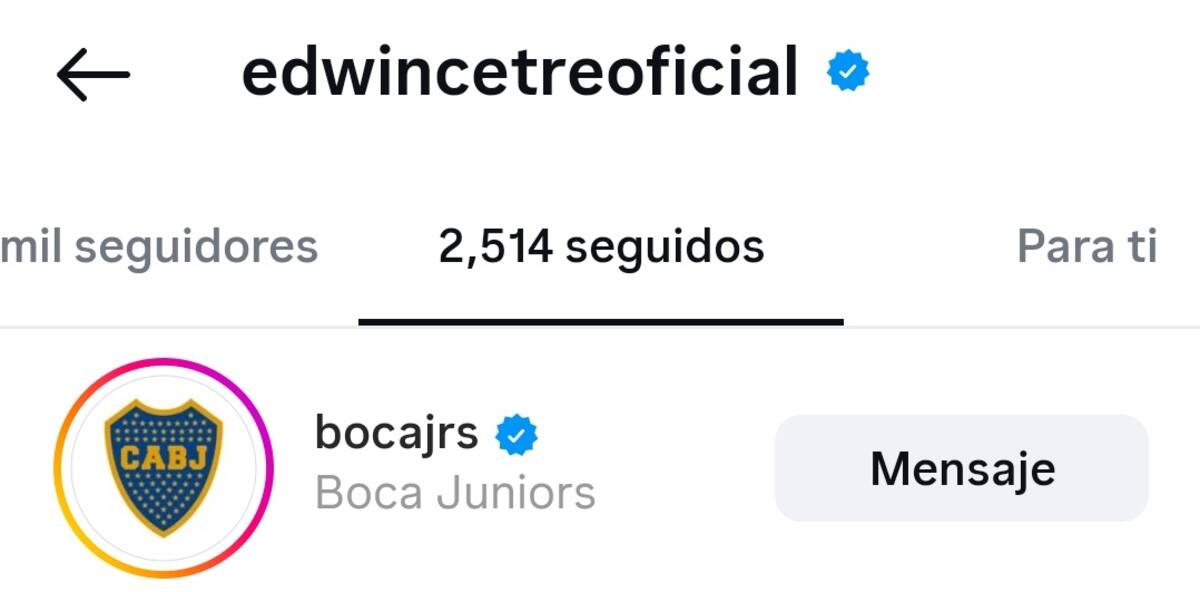 Edwuin Cetré empezó a seguir a Boca en Instagram.