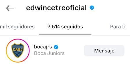 Edwuin Cetré empezó a seguir a Boca en Instagram.