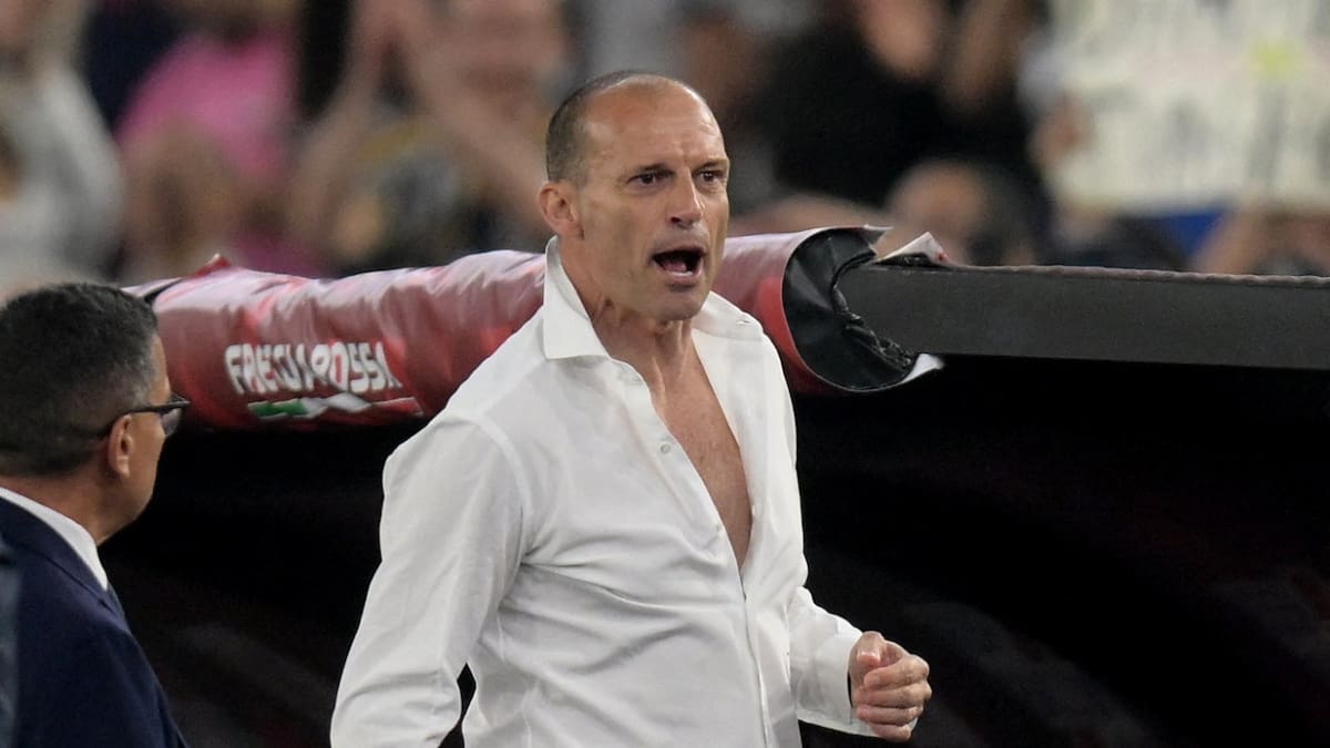 Enojo de Massimiliano Allegri en la final de la Copa Italia. Foto: REUTERS.