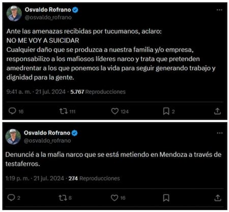 Denuncia contra narcos de Osvaldo Daniel Rofrano, empresario encontrado muerto en Mendoza. Foto: NA.