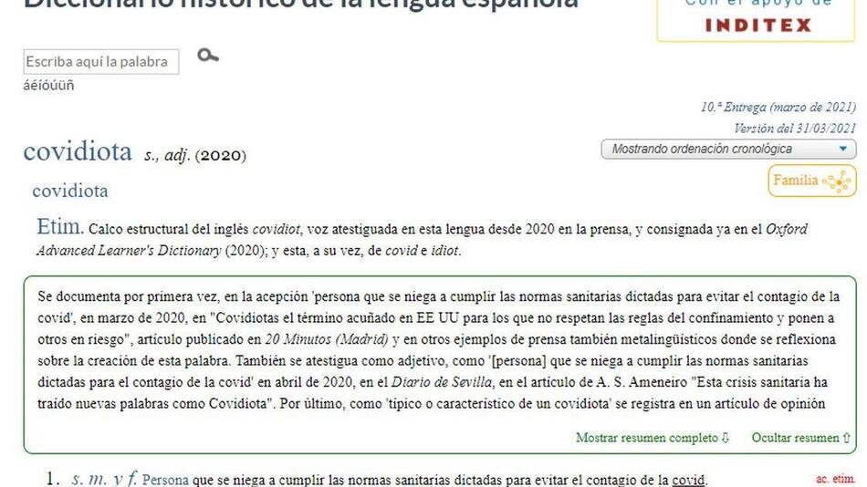 La palabra "Covidiota" aprobada por la RAE