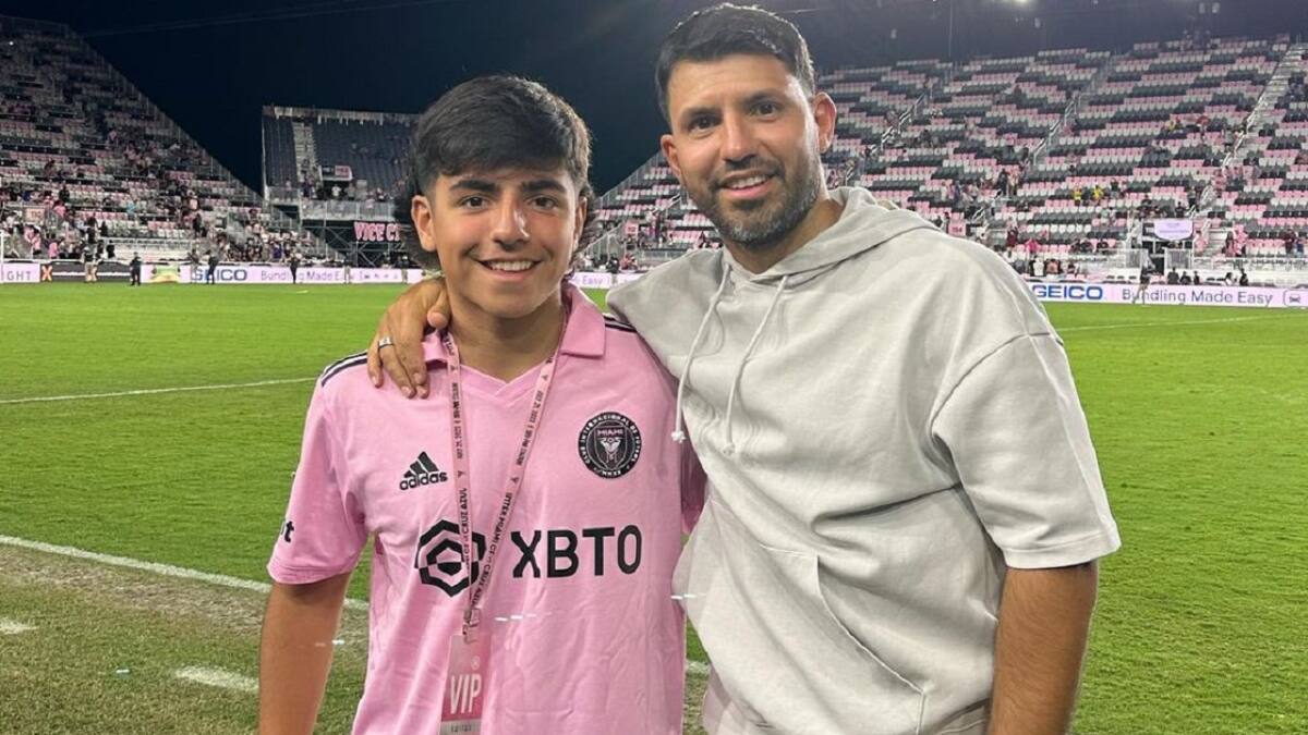 Kun Agüero y su hijo Benjamín. Foto: Instagram @kunaguero