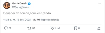 Moria Casán apuntó contra Moritán. Foto X.