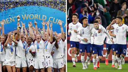 Selección masculina y femenina de fútbol de EEUU. Fotos: Reuters.