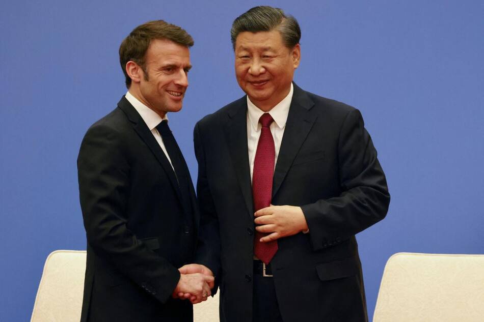 Emmanuel Macron y Xi Jinping. Foto: Reuters.