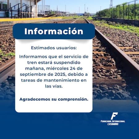 El comunicado de la empresa que maneja el tren.