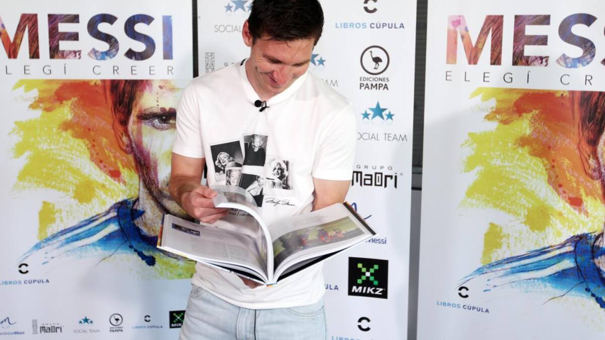 Messi en la presentación del libro "Messi, elegí creer". Foto: Télam.