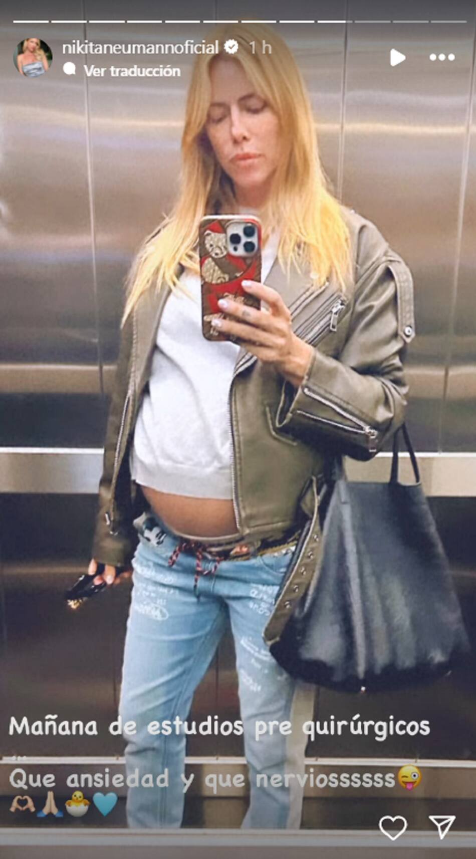 Nicole Neumann se mostró en redes a días de tener a su hijo. Foto: Instagram.