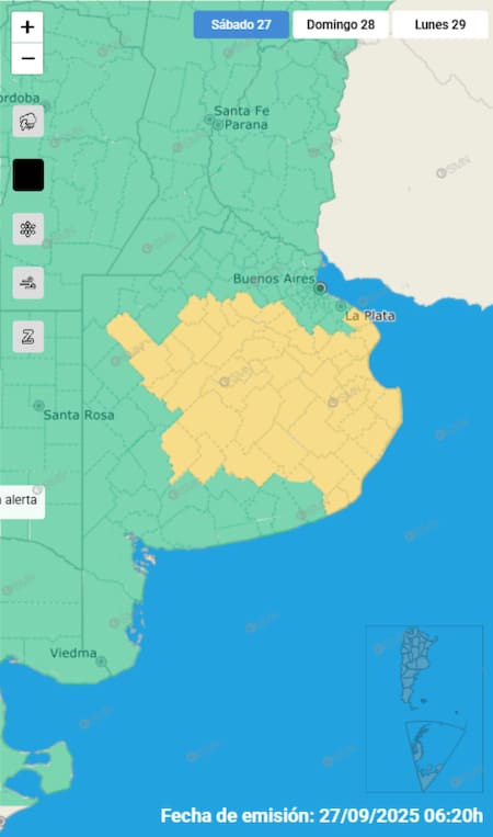 Alerta por lluvias en Buenos Aires.
