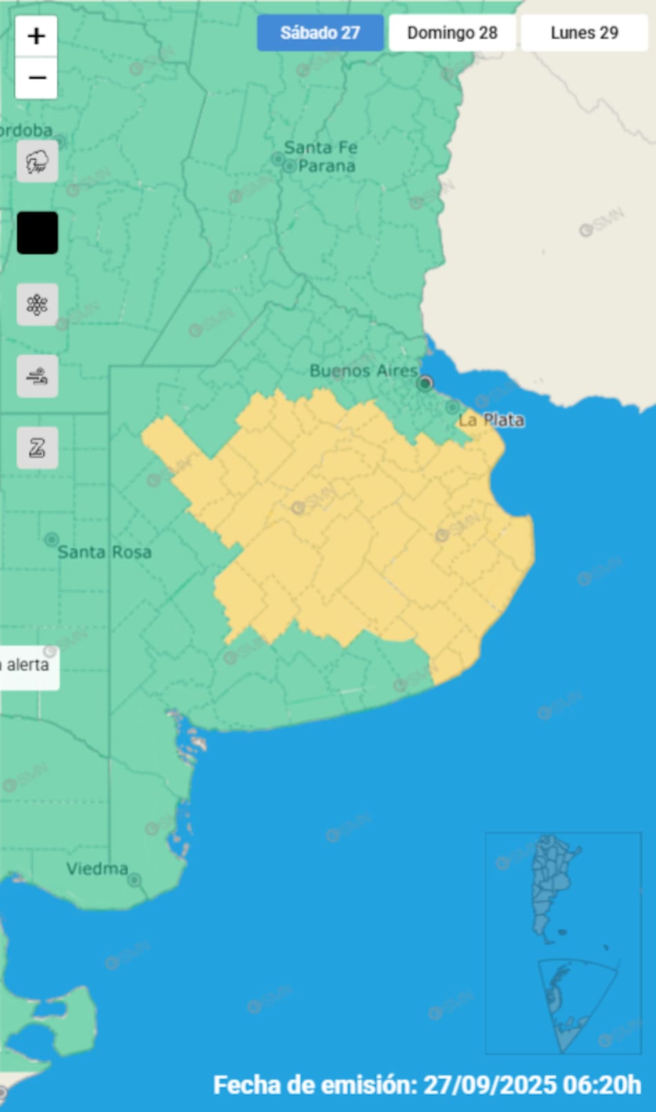 Alerta por lluvias en Buenos Aires.
