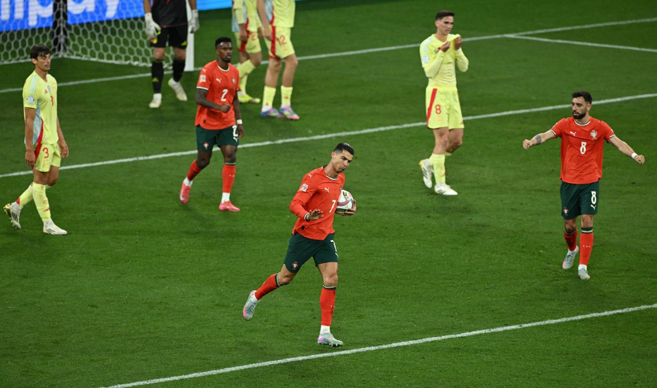 Cristiano Ronaldo en la final de la UEFA Nations League entre Portugal y España. Foto: Reuters/Annegret Hilse
