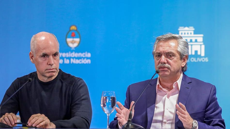 Horacio Rodríguez Larreta y Alberto Fernández, conferencia, NA