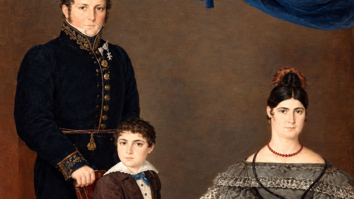 Juan Manuel de Rosas, Encarnación Ezcurra y su hijo Juan Bautista. Cuadro que data de 1828