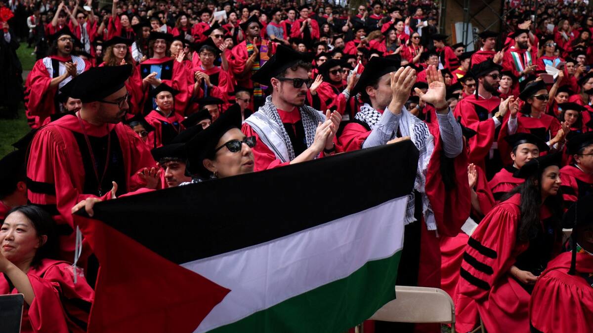 Protesta propalestina en la Universidad de Harvard. Foto: Reuters