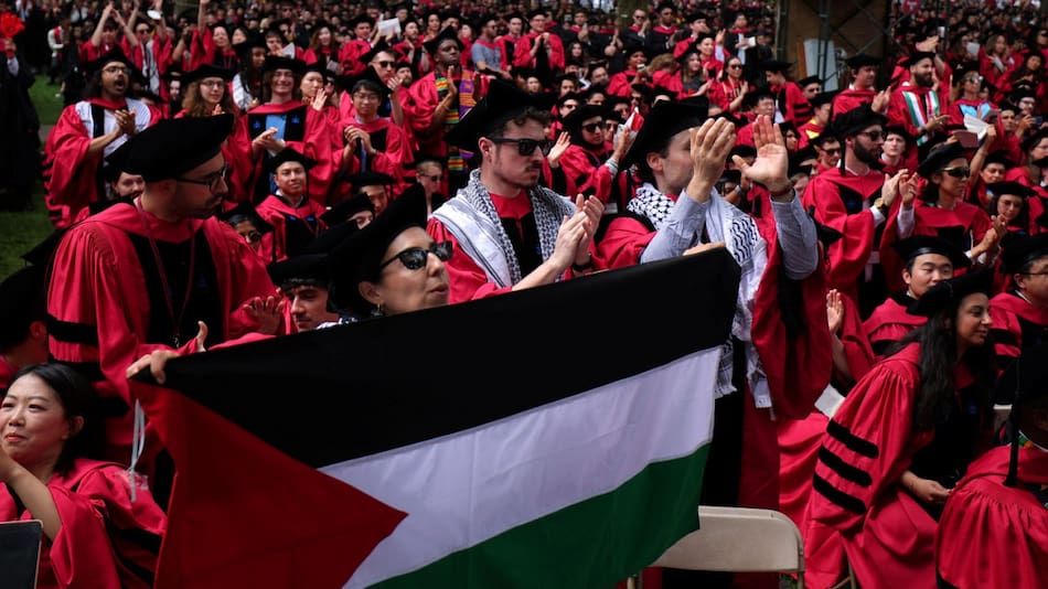 Protesta propalestina en la Universidad de Harvard. Foto: Reuters