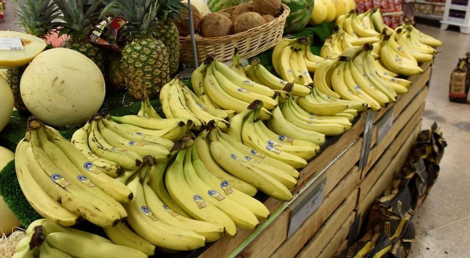 Bananas, frutas, comercio, supermercado