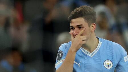Festejo de Julián Álvarez para el Manchester City. Foto: REUTERS.