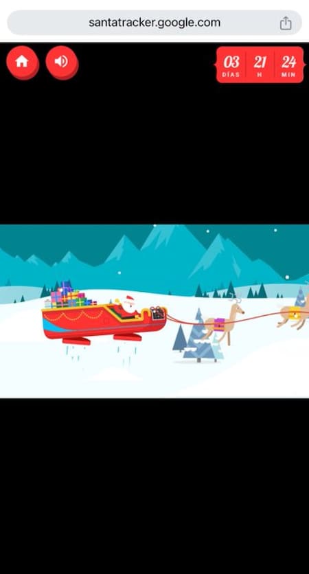 Santa Tracker. Fuente: Google App